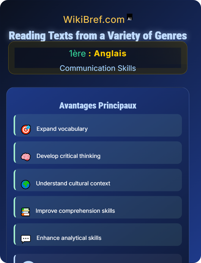 Reading texts from a variety of genres Reading Comprehension