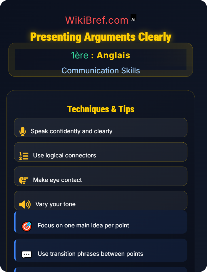 Presenting arguments clearly Oral Production and Interaction