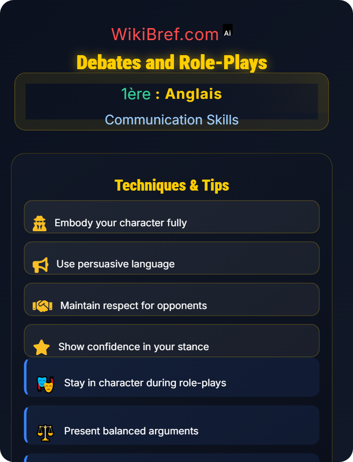 Debates and role-plays Oral Production and Interaction