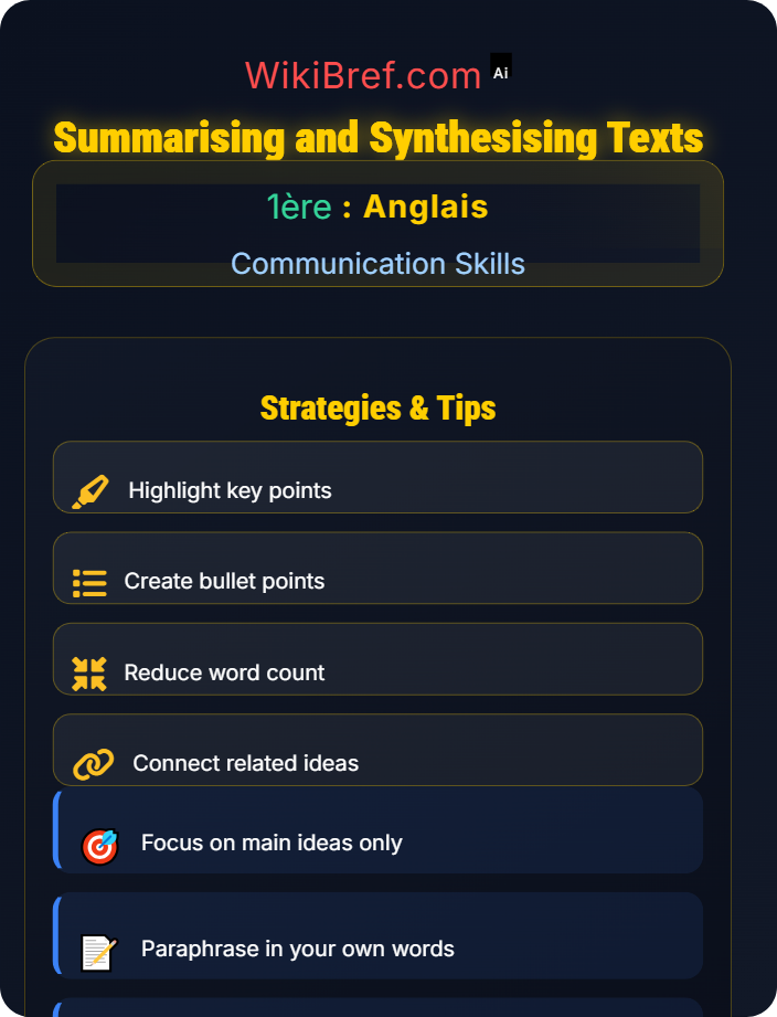 Summarising and synthesising texts Written Production