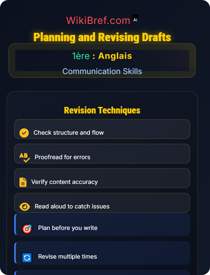 Planning and revising drafts Written Production