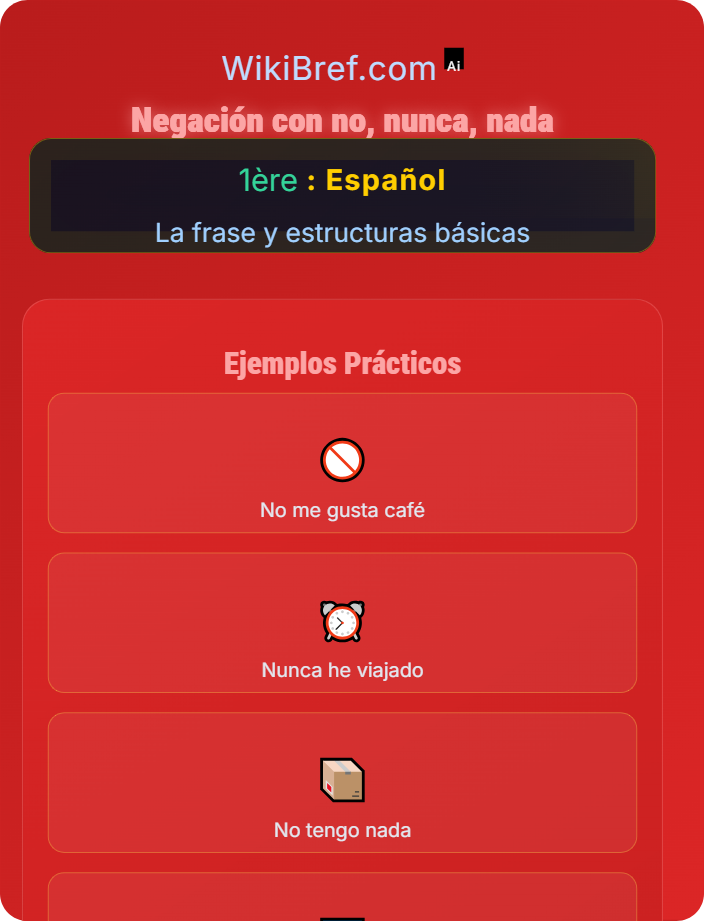 Negación con no, nunca, nada La negación