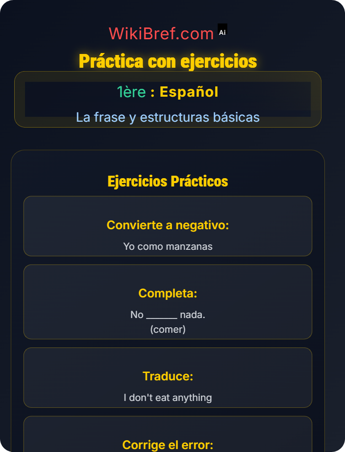Práctica con ejercicios La negación