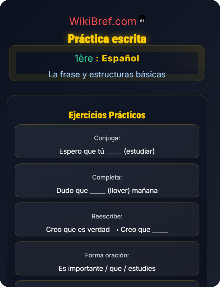 Práctica escrita Proposición subordinada completiva