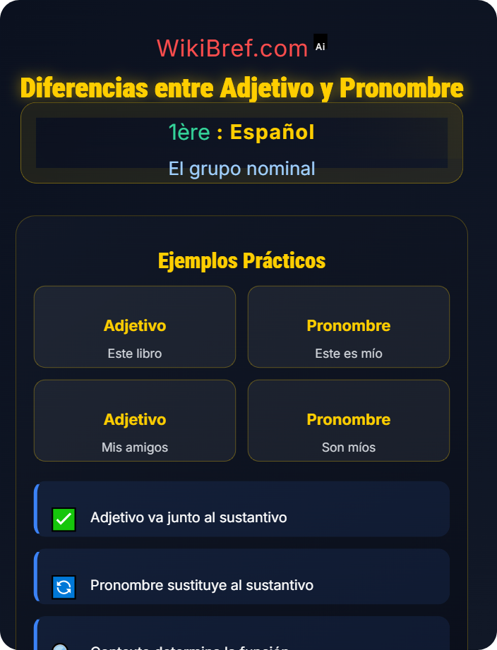 Diferencias entre adjetivo y pronombre Los demonstrativos y posesivos