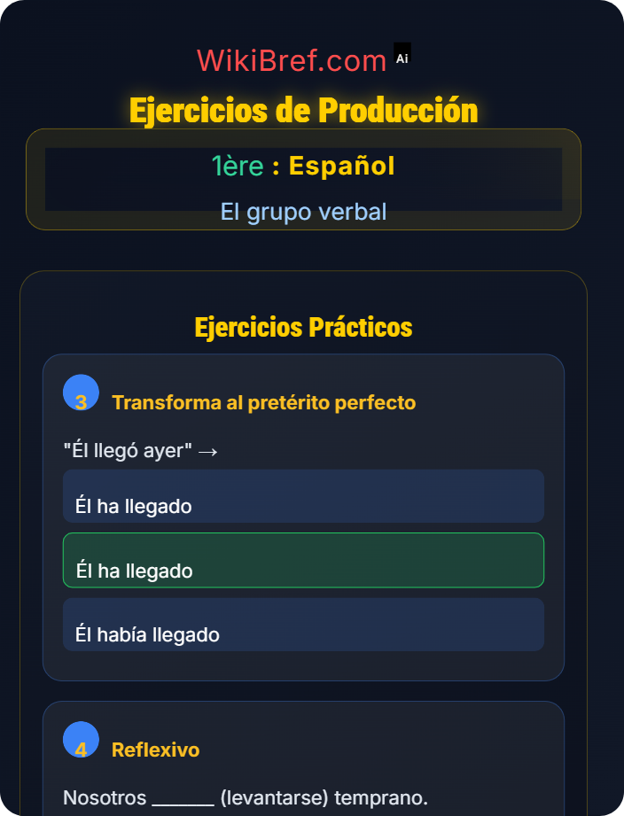 Ejercicios de producción Auxiliares y verbos compuestos