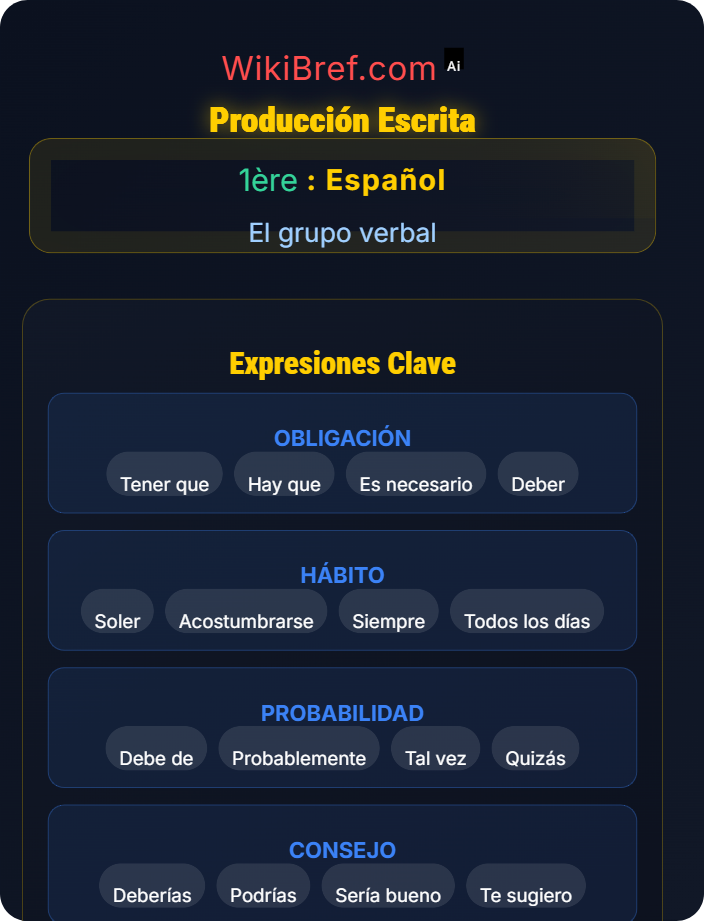 Producción escrita Expresar obligación, hábito, probabilidad y consejo