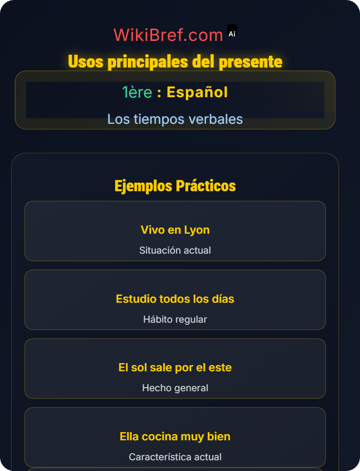 Usos principales del presente El presente de indicativo