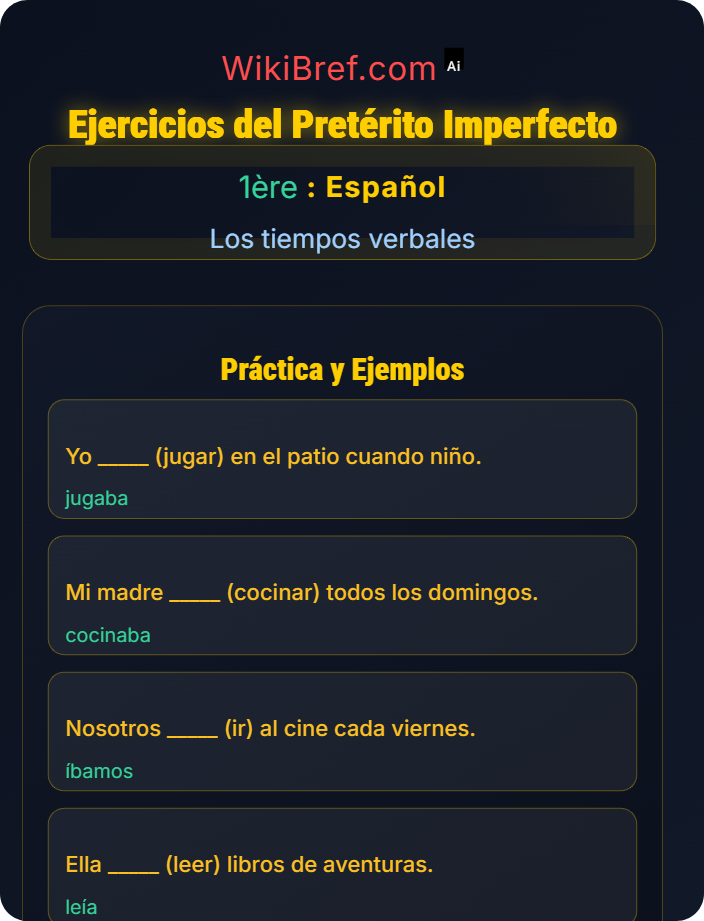 Ejercicios El pretérito imperfecto