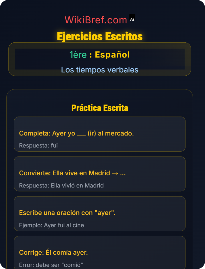 Ejercicios escritos El pretérito indefinido