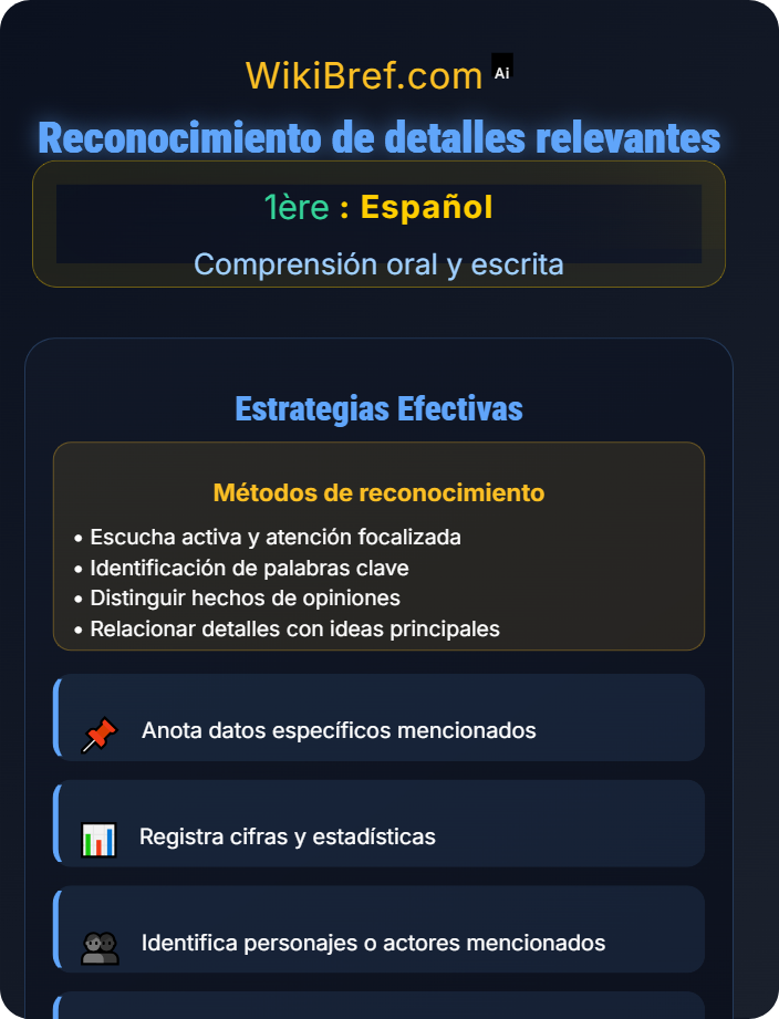 Reconocimiento de detalles relevantes Comprensión oral