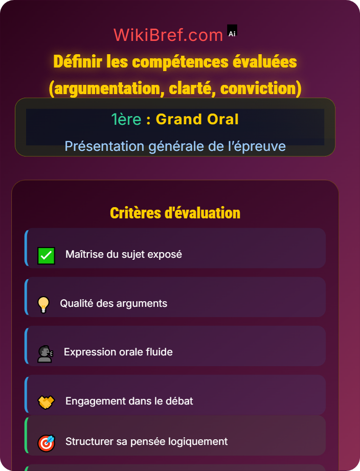 Définir les compétences évaluées (argumentation, clarté, conviction) Objectifs du Grand Oral