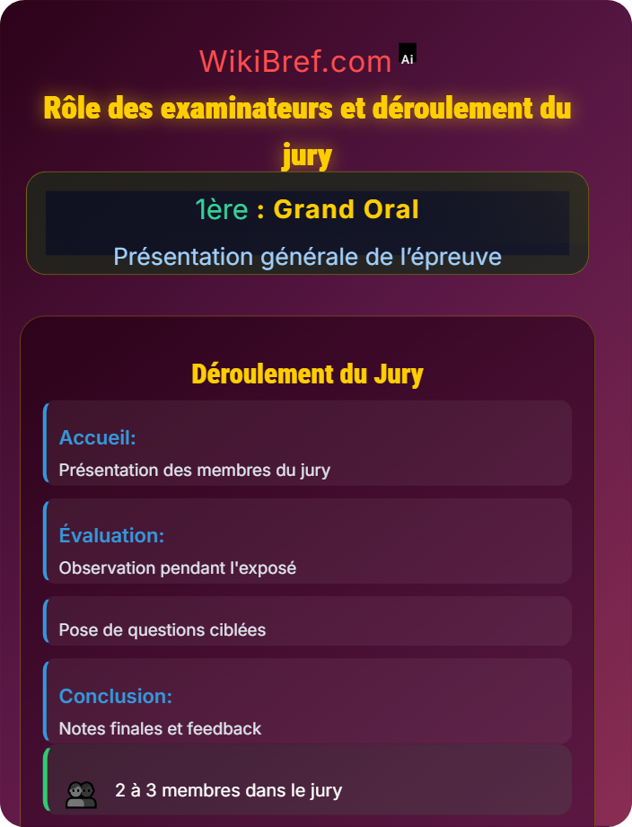 Rôle des examinateurs et déroulement du jury Organisation de l’épreuve