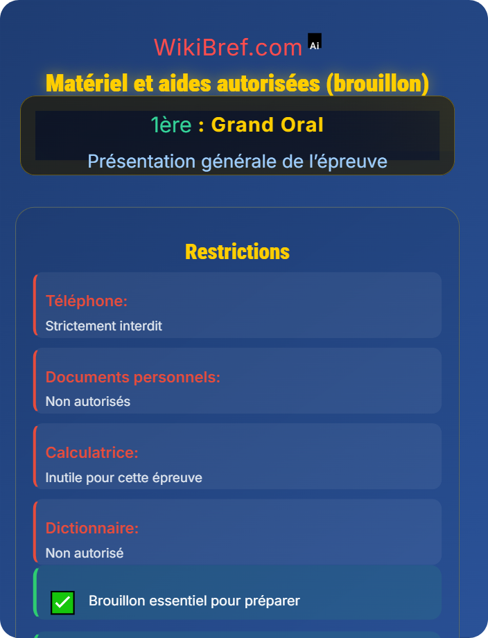 Matériel et aides autorisées (brouillon) Organisation de l’épreuve