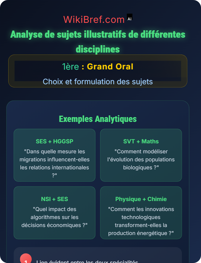 Analyse de sujets illustratifs de différentes disciplines Exemples de sujets et analyse