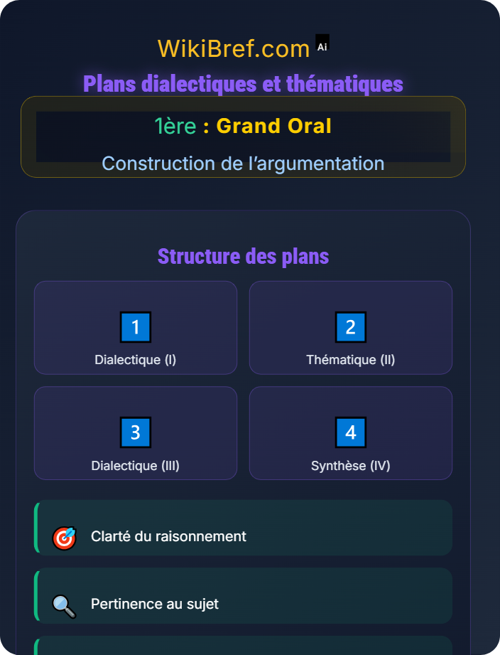 Plans dialectiques et thématiques Organisation logique du discours