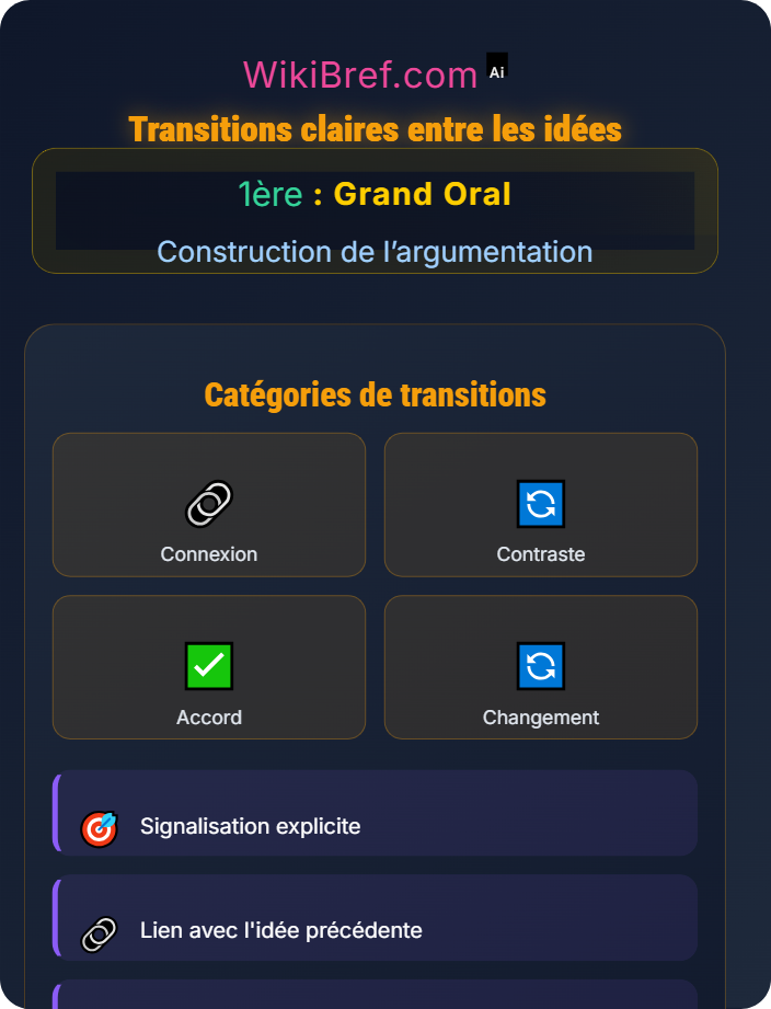Transitions claires entre les idées Organisation logique du discours