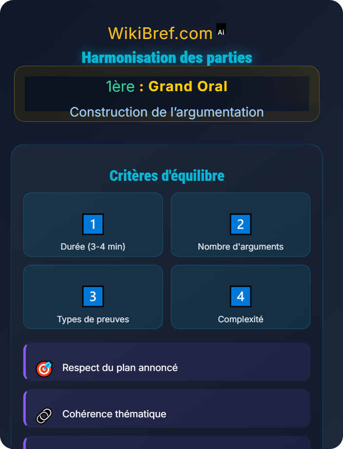 Harmonisation des parties Organisation logique du discours