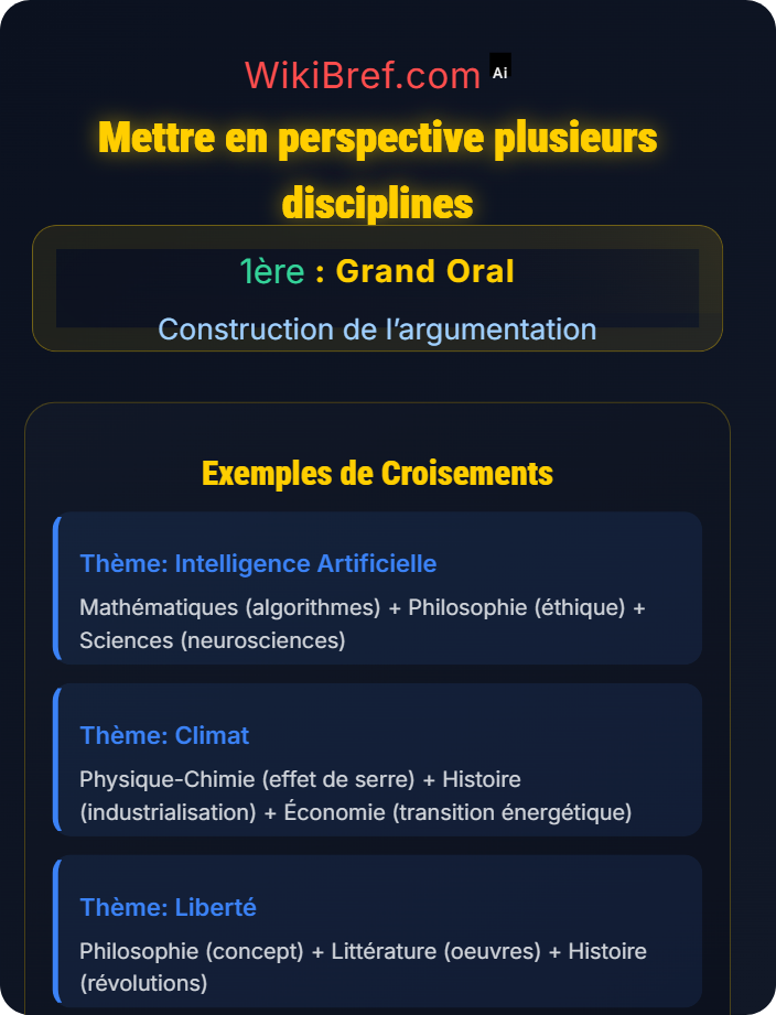 Mettre en perspective plusieurs disciplines Utilisation des connaissances de spécialités