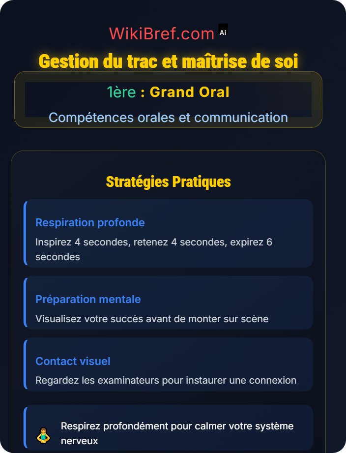 Gestion du trac et maîtrise de soi Techniques de prise de parole