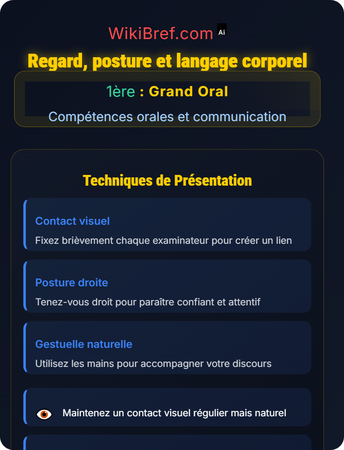 Regard, posture et langage corporel Techniques de prise de parole