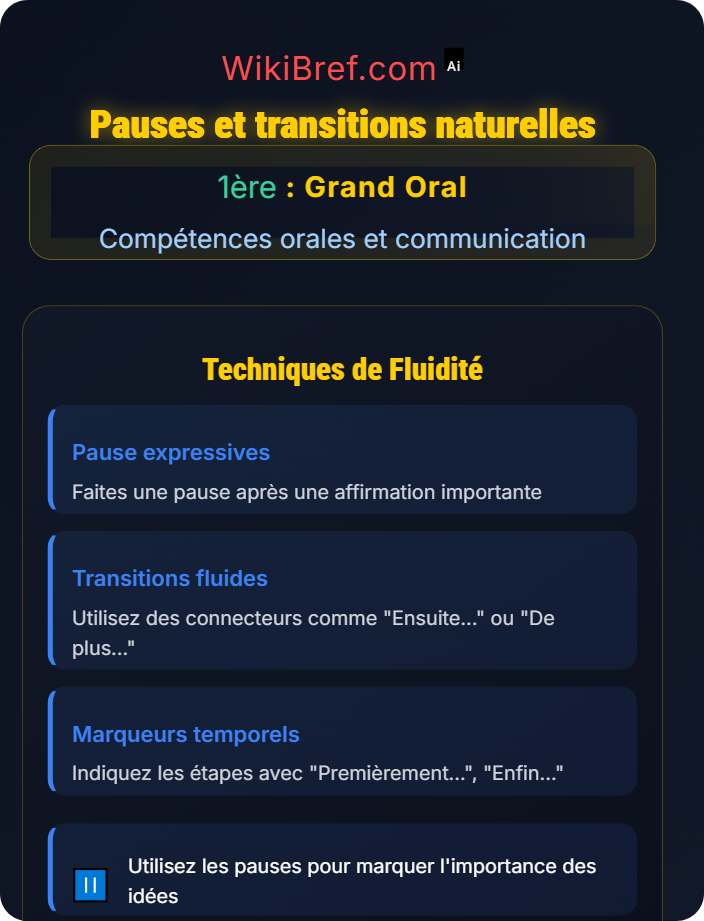 Pauses et transitions naturelles Techniques de prise de parole