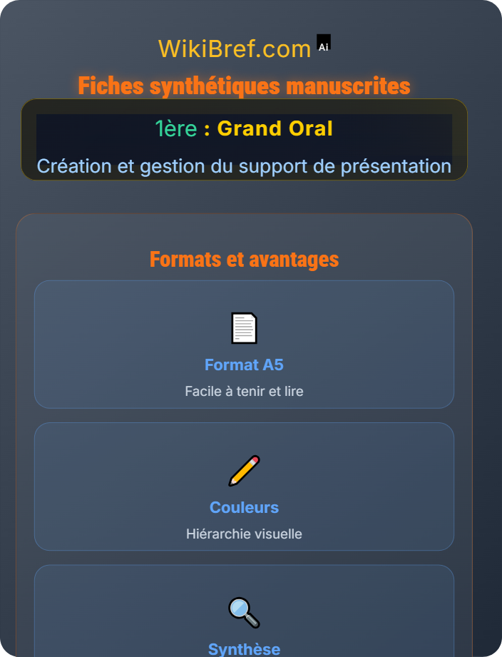 Fiches synthétiques manuscrites Types de supports possibles