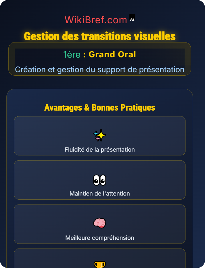 Gestion des transitions visuelles Utilisation du support pendant l’oral