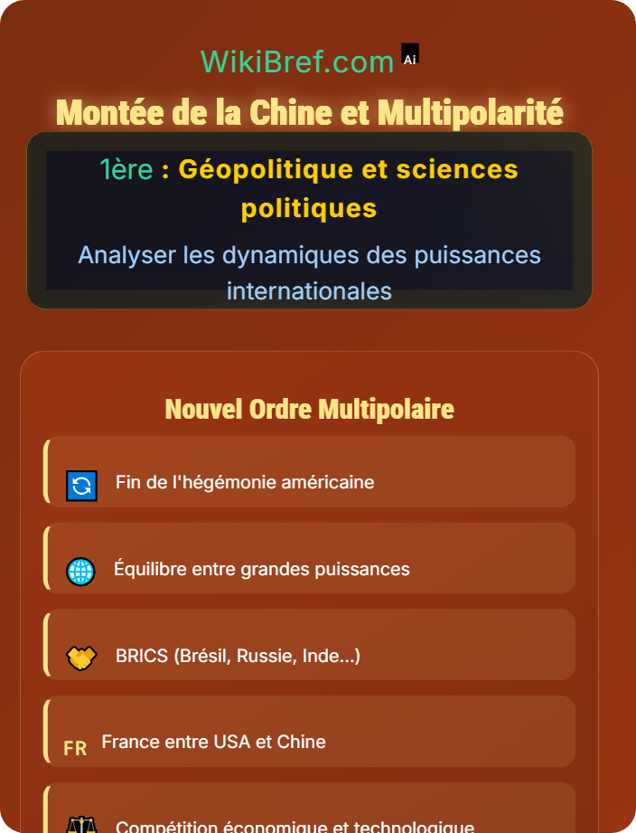 Montée de la Chine et multipolarité Histoire et mutations des grandes puissances