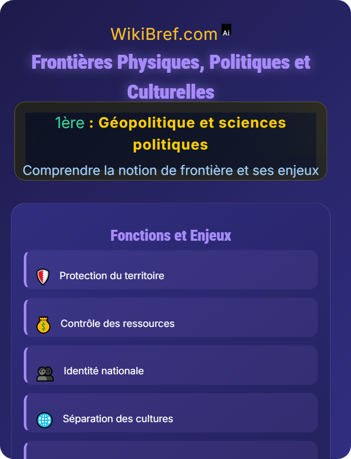 Frontières physiques, politiques et culturelles Définitions et fonctions des frontières