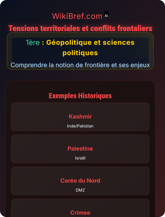 Tensions territoriales et conflits frontaliers Conflits et coopérations autour des frontières
