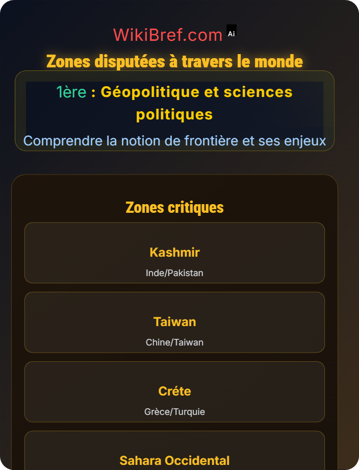 Zones disputées à travers le monde Conflits et coopérations autour des frontières