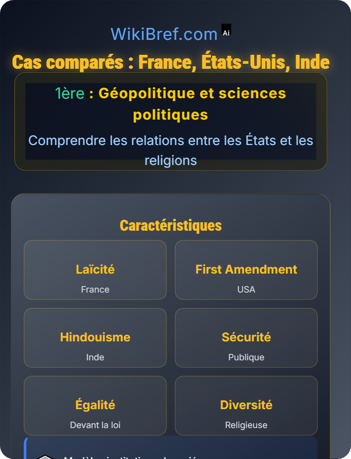 Cas comparés : France, États-Unis, Inde Laïcité et États modernes