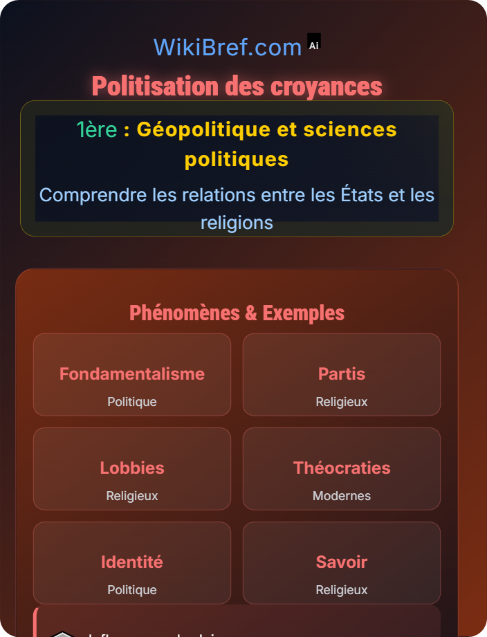 Politisation des croyances Religion, politique et sociétés