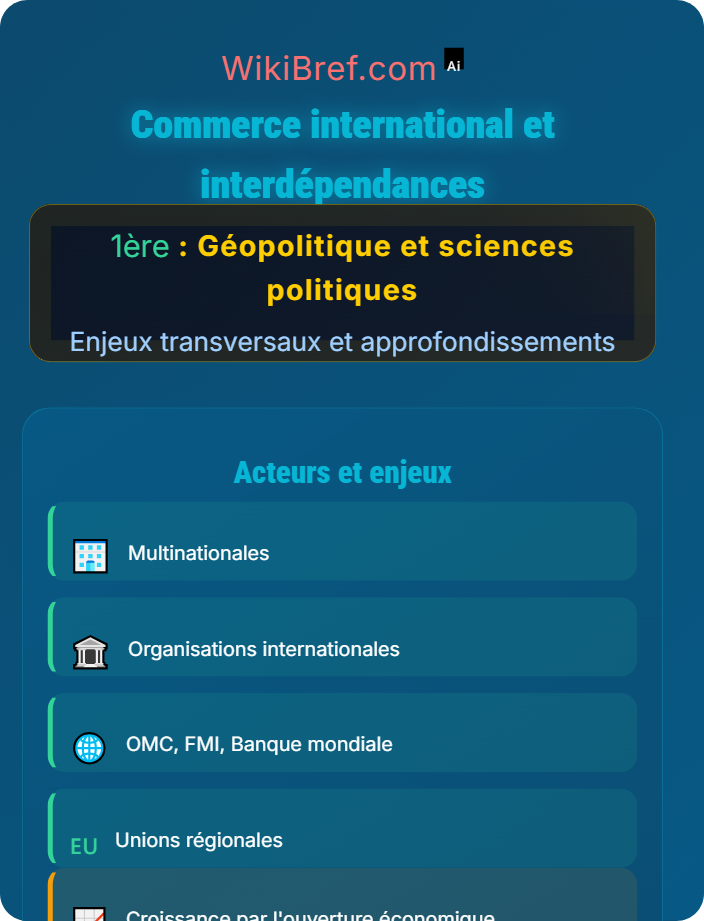 Commerce international et interdépendances Géopolitique économique mondiale