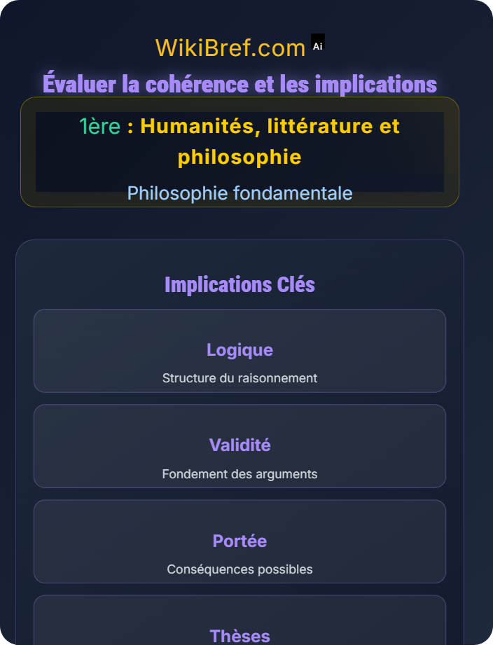 Évaluer la cohérence et les implications Analyser un texte philosophique