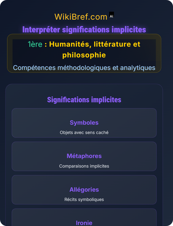 Interpréter significations implicites Analyser un texte littéraire