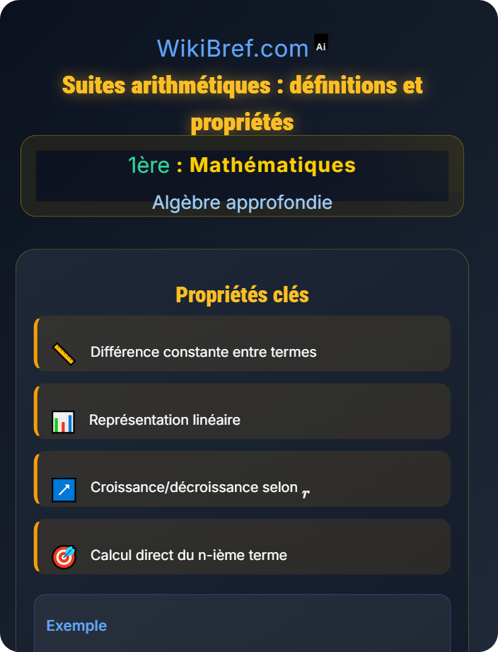 Suites arithmétiques : définitions et propriétés Suites numériques