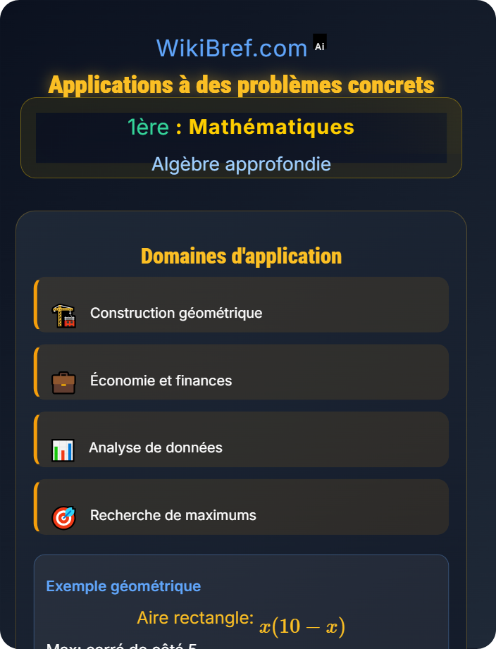 Applications à des problèmes concrets Le second degré