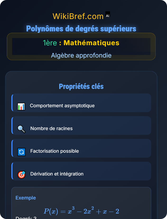 Polynômes de degrés supérieurs Polynômes et factorisation