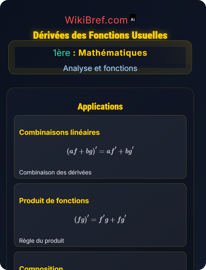 Dérivées des fonctions usuelles Dérivation