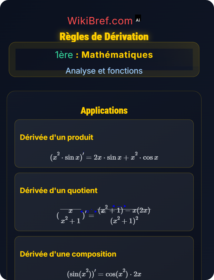 Règles de dérivation Dérivation