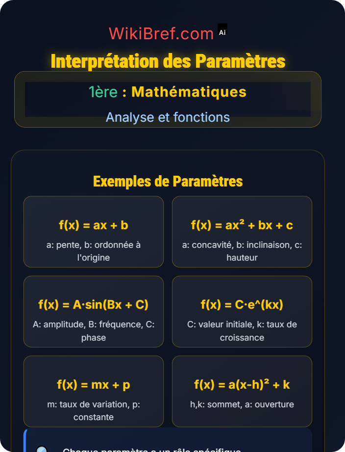 Interprétation des paramètres Modélisation mathématique