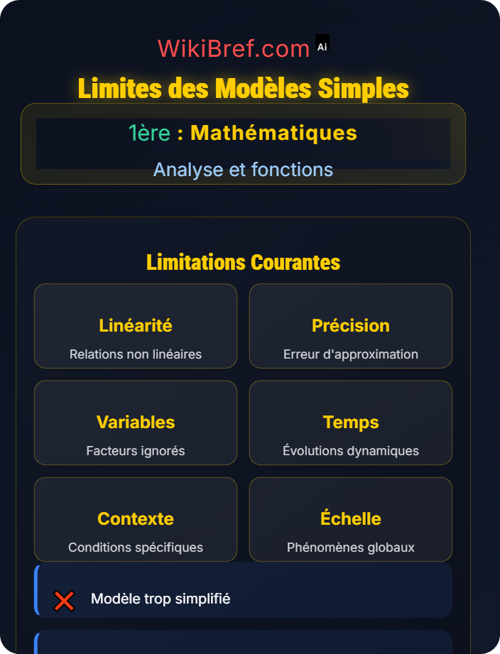 Limites de modèles simples Modélisation mathématique