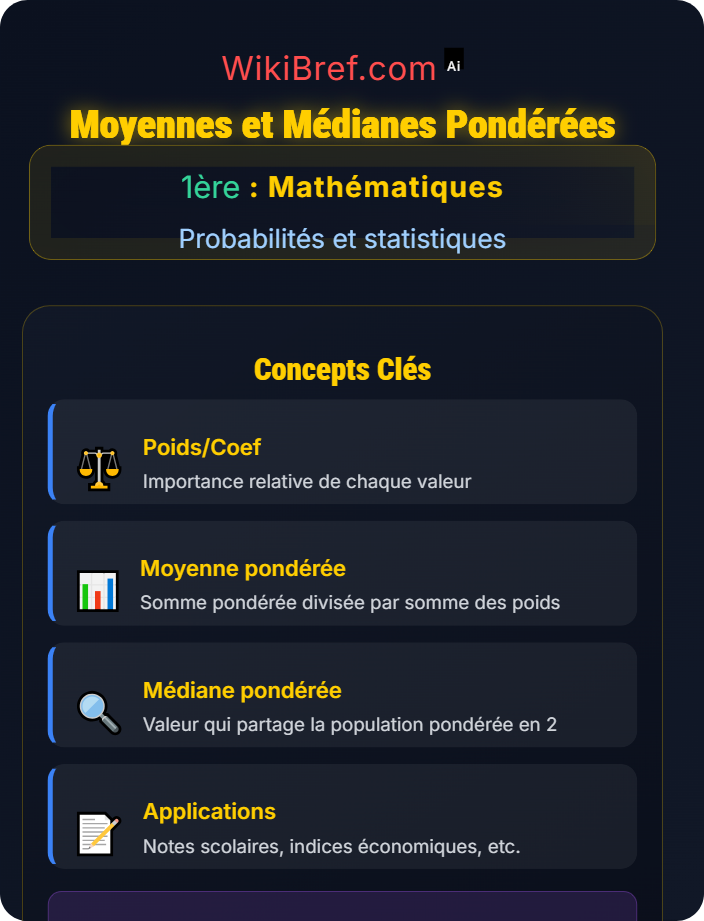 Moyennes et médianes pondérées Statistiques descriptives avancées