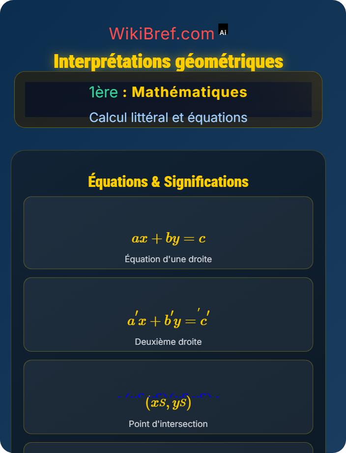 Interprétations géométriques Systèmes d’équations