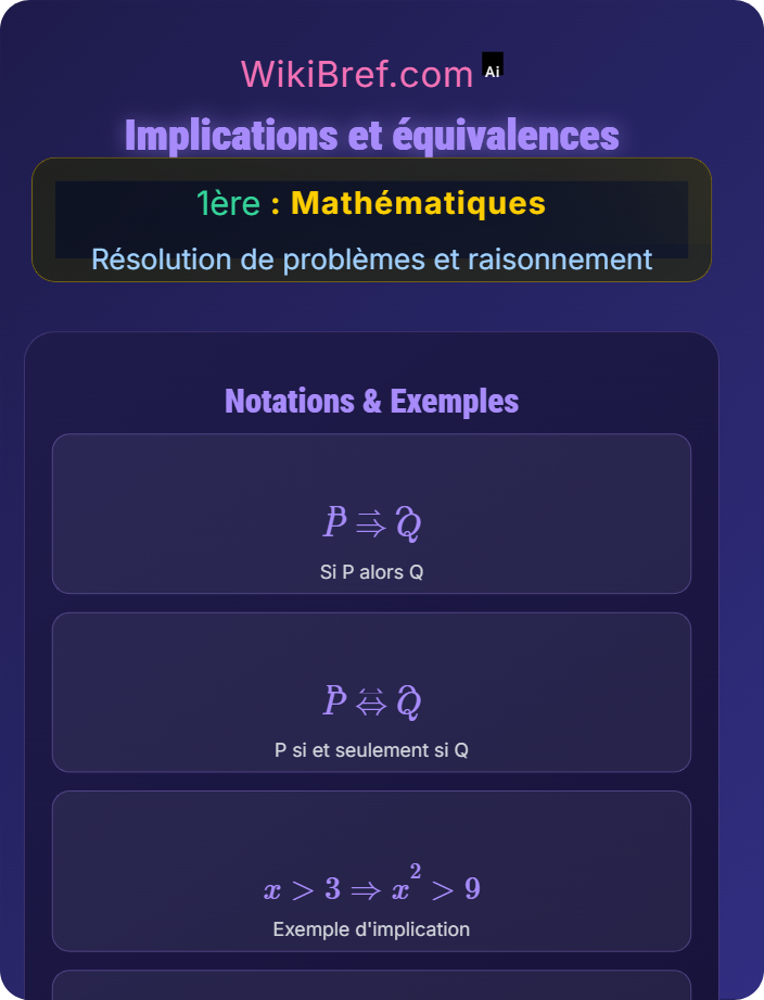 Implications et équivalences Raisonnement logique