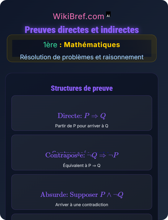 Preuves directes et indirectes Raisonnement logique
