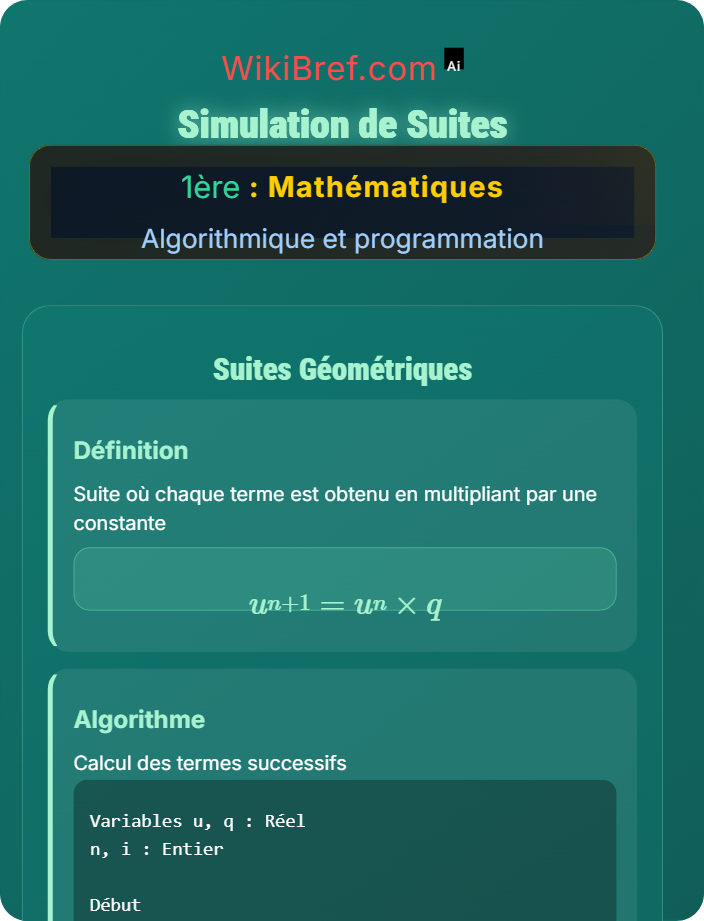 Simulation de suites Applications de programmation
