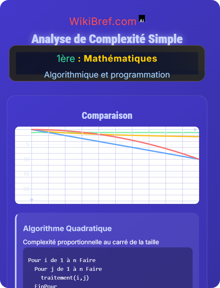 Analyse de complexité simple Applications de programmation
